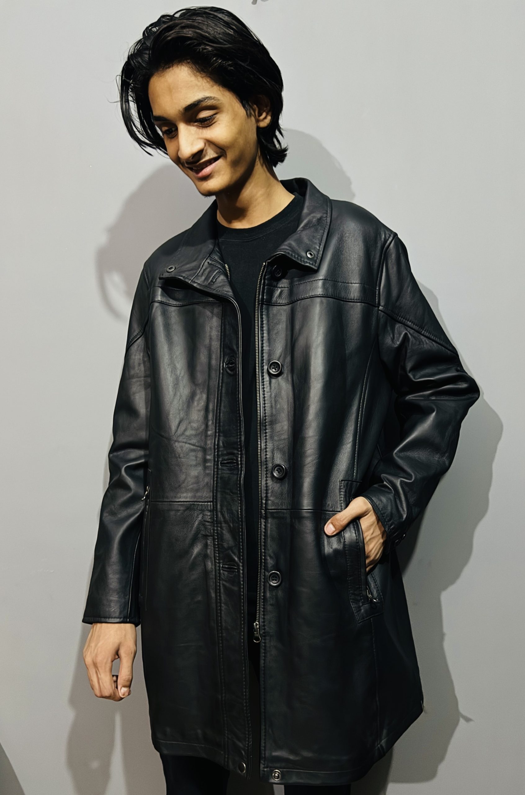 Black Leather Coat Vintage Oversized Leather Jacket - Image 2